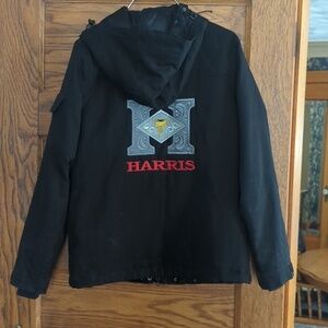 Cruel Girl Harris Leather Western Saddle Logo Hooded Winter Coat Black Size XS